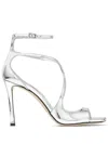 Jimmy Choo Azia 95 Metallic Leather Sandals In Multi