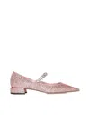 Jimmy Choo Sequin-covered Leather Ballerina Pumps With Swarovski Strap In Pink