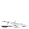 Jimmy Choo Pointed Toe Metallic Leather Sling Back Ballerina In Silver