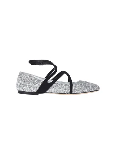 Jimmy Choo 'astoria' Glitter Ballet Flats In Silver