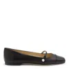 Jimmy Choo Elegant Ballerina Flat Shoes With Patent And Nappa Leather Detailing In Black