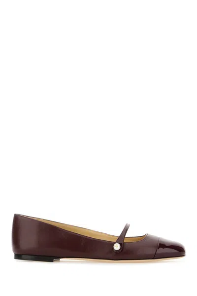 Jimmy Choo Elisa Square Toe Ballet Flats In Garnet