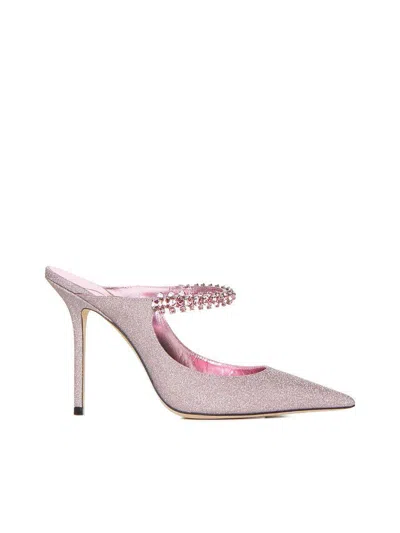 Jimmy Choo Bing 100mm Glitter-detailed Mules In Pink