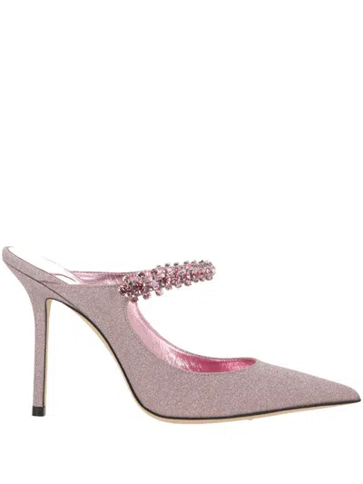 Jimmy Choo Bing 100mm Glitter-detailed Mules In Pink