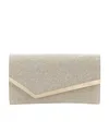 Jimmy Choo Emmie Glittered Leather Clutch In Nude