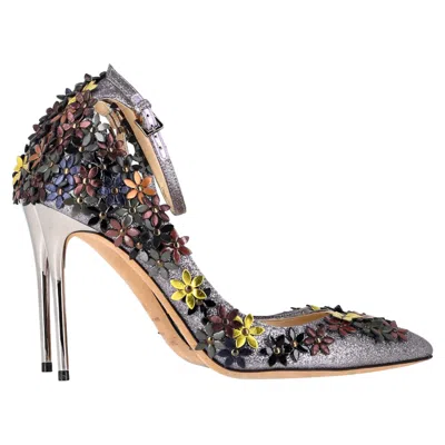 Jimmy Choo Floral-embellished Ankle Strap Pumps In Multicolor Glitter