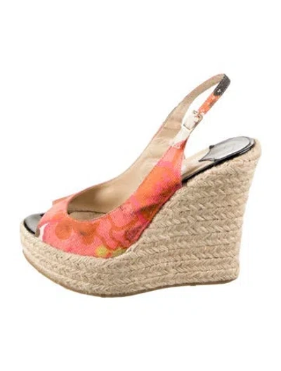 Pre-owned Jimmy Choo Floral Print Espadrilles In Orange/pink