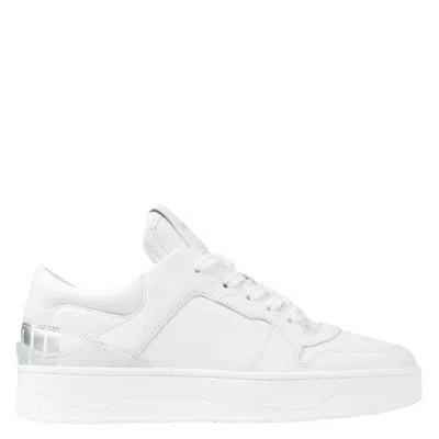 Jimmy Choo Florent/f Mix Leather Sneakers In White