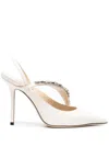Jimmy Choo Flos 100mm Leather Pumps In Weiss