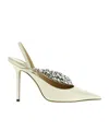 Jimmy Choo Strap Stiletto Sling Back Pointed Toe Pumps In White