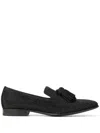 Jimmy Choo Foxley Crystal-embellished Suede Slippers In Black
