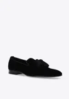 Jimmy Choo Foxley Velvet Loafers In Black
