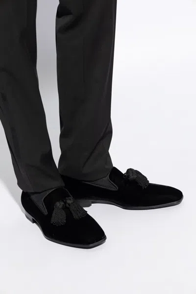 Jimmy Choo ‘foxley' Velvet Moccasins In Black