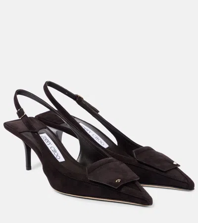 Jimmy Choo Frances 60 Suede Slingback Pumps In Brown