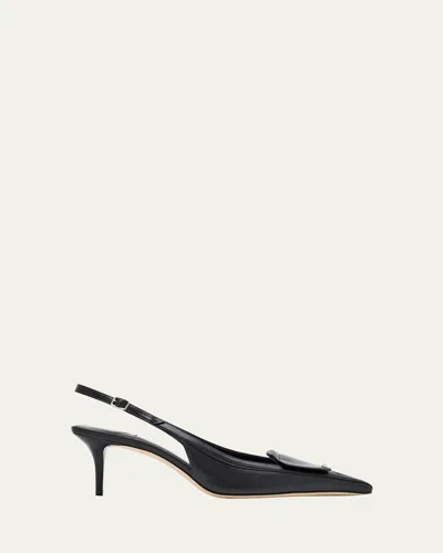Jimmy Choo Frances Leather Fold Slingback Pumps In Black
