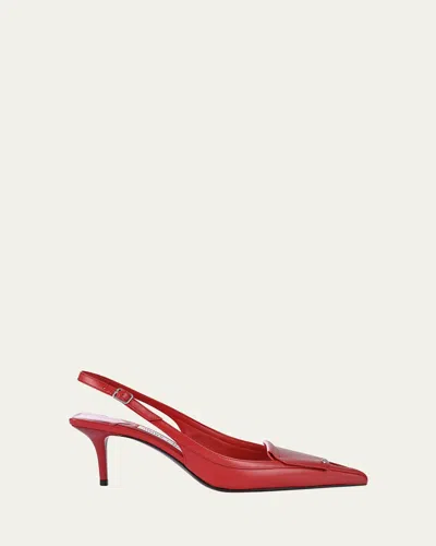 Jimmy Choo Frances Leather Fold Slingback Pumps In Ruby Red
