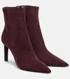 Jimmy Choo Frankie 85 Suede Ankle Boots In Burgundy