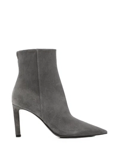 Jimmy Choo Frankie Ab Pointed-toe Stiletto-heel Ankle Boots In Gray