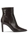 Jimmy Choo Croc-embossed Leather Ankle Boots With Pointed Toe In Black