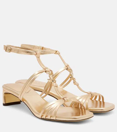 Jimmy Choo Frann 35 Metallic Leather Sandals In Gold