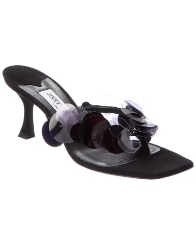 Jimmy Choo Freja 70 Suede Sandal In Black