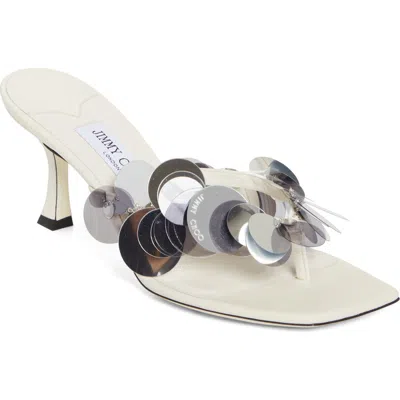 Jimmy Choo Freja Paillette Sandal In White/silver