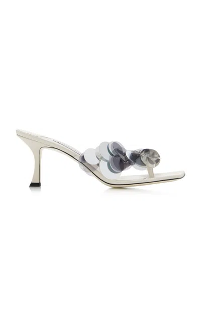 Jimmy Choo Freja Sequined Suede Sandals In White