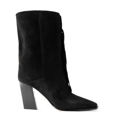 Jimmy Choo Hart 85 Fringed Suede Boots In Black
