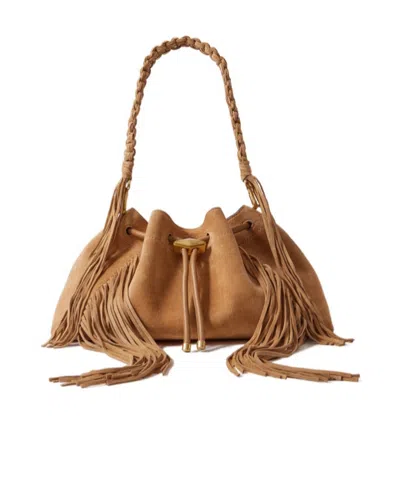 Jimmy Choo Fringed Suede Bucket Bag In Brown