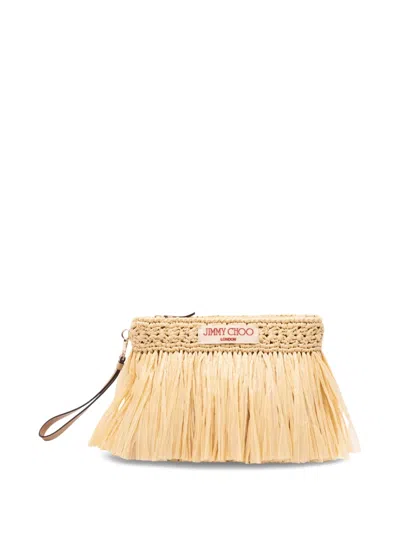 Jimmy Choo Fringed Zipped Pouch In Brown