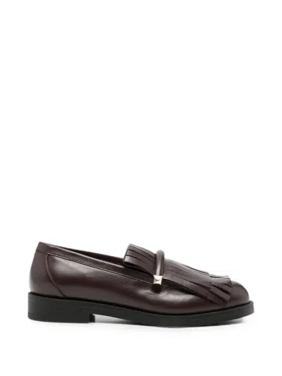 Jimmy Choo Fringe-detail Leather Loafers In Burgundy