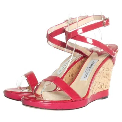 Pre-owned Jimmy Choo , Fuchsia Sandal With Cork Wedge