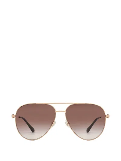 Jimmy Choo Full Rim Pilot Sunglasses In Gold