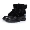 Jimmy Choo Fur Embellished Leather Lace Up Boots In Black