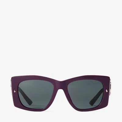 Jimmy Choo Gabi Prune And Grey Acetate Butterfly Sunglasses E5075 Prune One Size In Brown