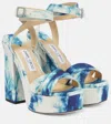 Jimmy Choo Gaia Tie Dye Platform Sandals In Latte Mix