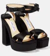 Jimmy Choo Gaia 140 Satin Platform Sandal In Black