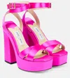 Jimmy Choo Gaia Satin Platform Sandals In Fuchsia