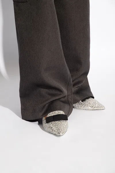 Jimmy Choo ‘gala' Ballet Flats With Glitter In Silver