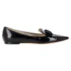 Jimmy Choo Gala Bow Ballet Flats In Black Patent Leather In Black