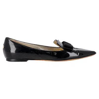 Jimmy Choo Gala Bow Ballet Flats In Black Patent Leather