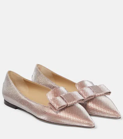 Jimmy Choo Gala Bow-embellished Ballet Flats In Pink