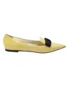 Jimmy Choo Gala Bow Pointed Flats In Yellow Patent Leather In Yellow