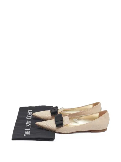 Pre-owned Jimmy Choo Gala Bow-detail Ballet Flats In Neutrals