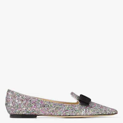Jimmy Choo Gala Coarse Glitter Fabric Flats In Multi