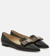 Jimmy Choo Gala Embellished Leather Ballet Flats In Black