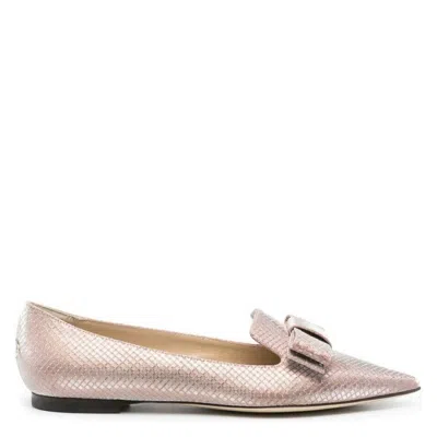 Jimmy Choo Gala Pointed-to Bow Ballet Flats In ["pink"]