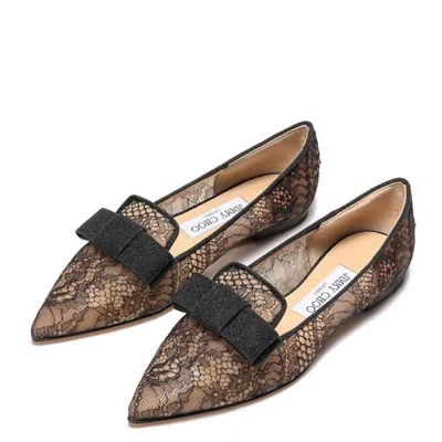 Jimmy Choo Gala Summer Lace Ballerina Flats In Black