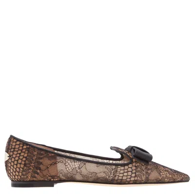 Jimmy Choo Gala Summer Lace Ballerina Flats In Brown