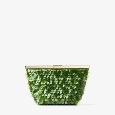 Jimmy Choo Ganache Clover All Over Heart Pailettes Clutch Bag Clover One Size In Green